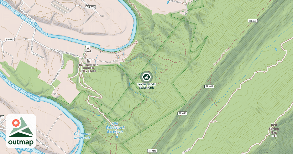 Map of Seven Bends State Park