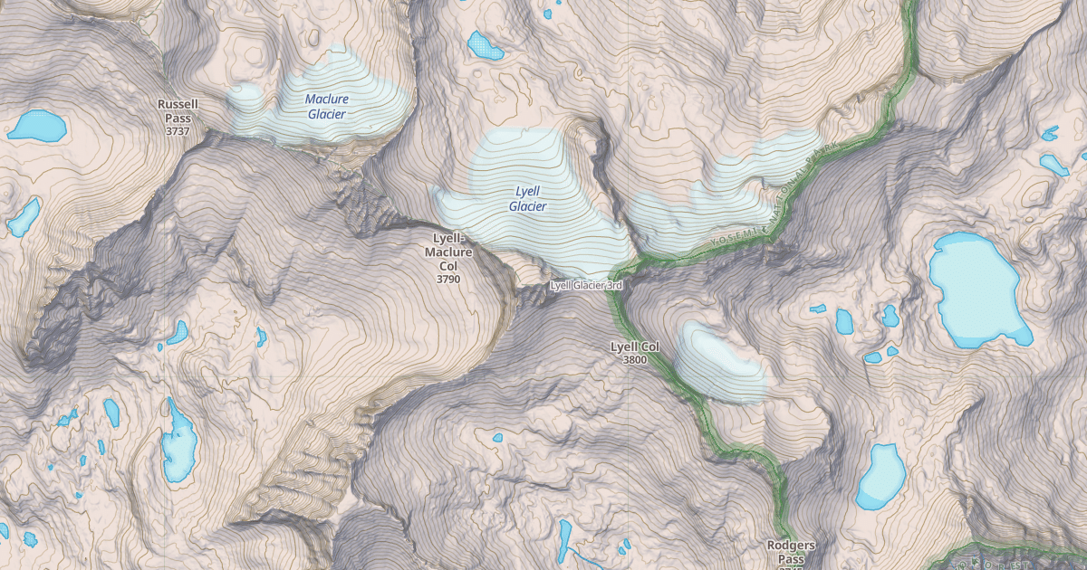 Map preview of Lyell Glacier