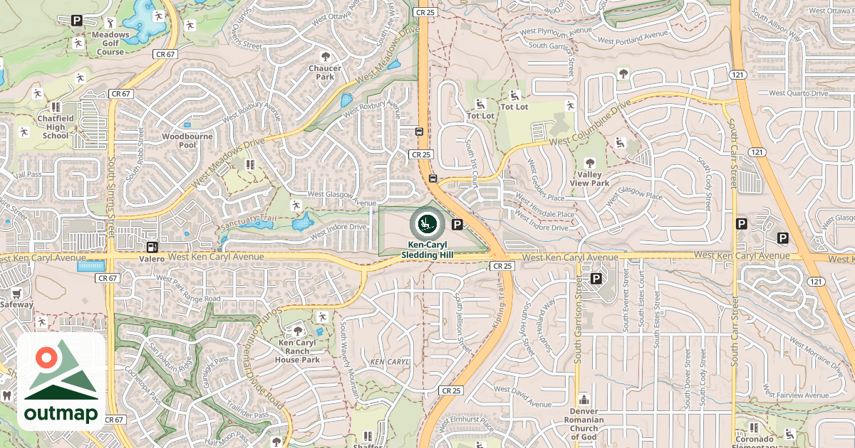 Map of Ken-Caryl Sledding Hill