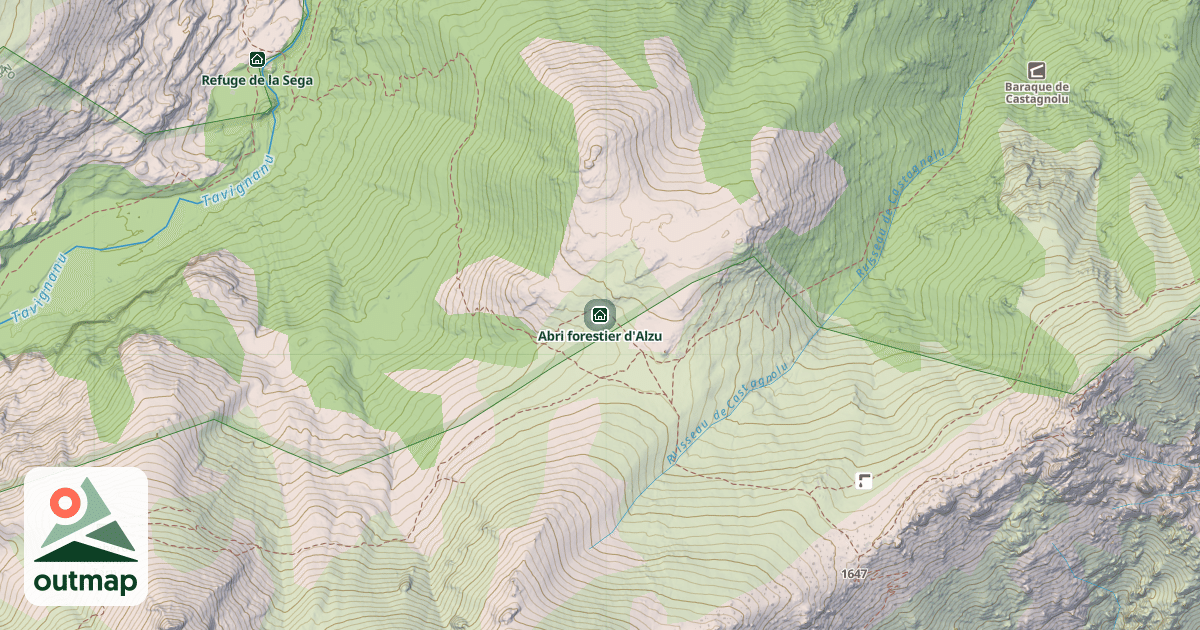 Map of Abri forestier d'Alzu