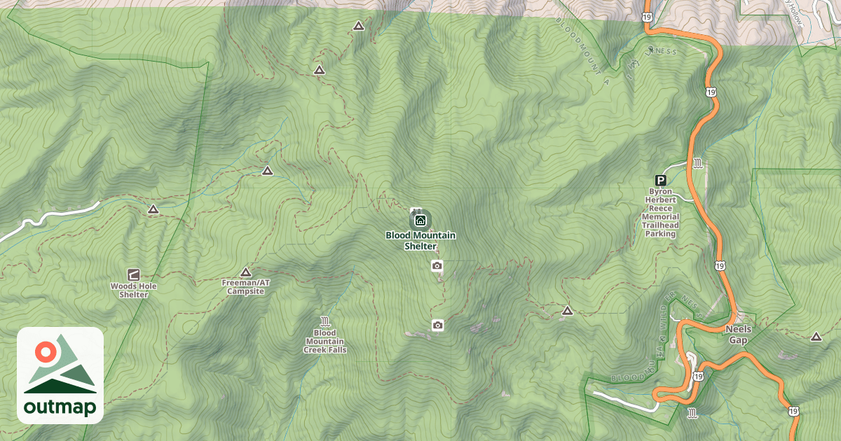 Map of Blood Mountain Shelter
