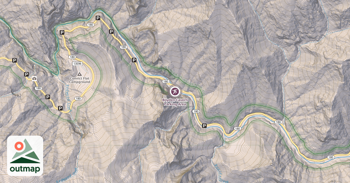 Map of Boyden Cavern Parking Area