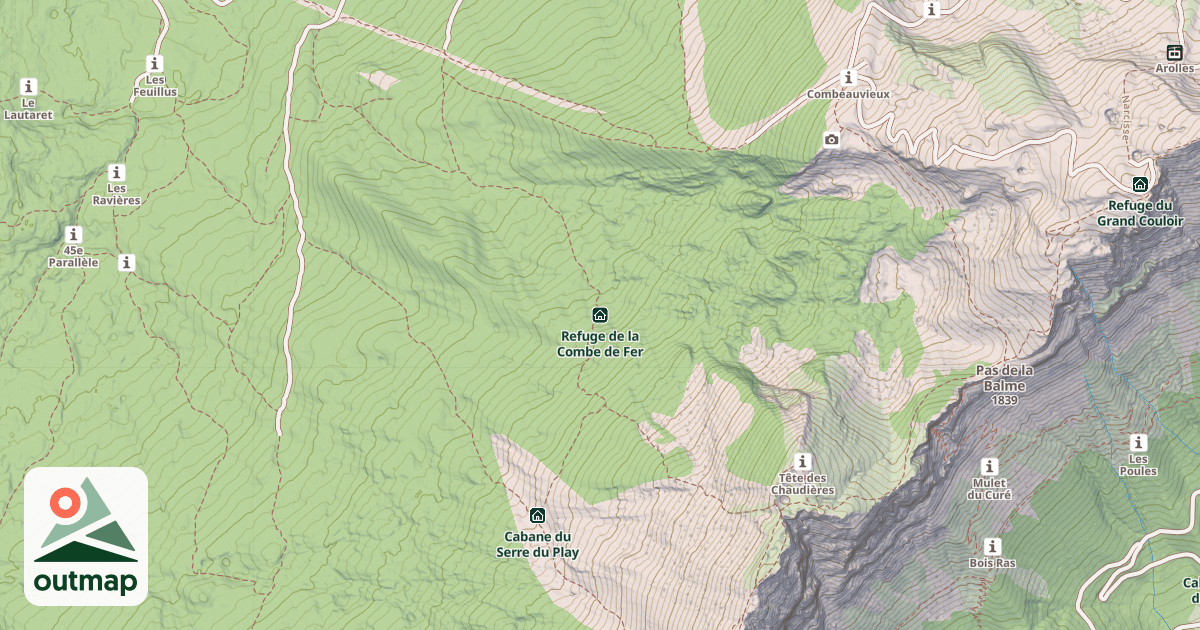 Map of Refuge de la Combe de Fer