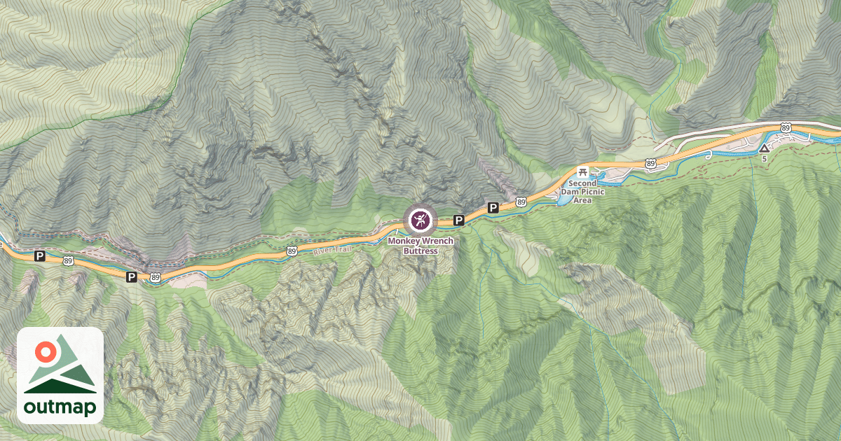 Map of Monkey Wrench Buttress