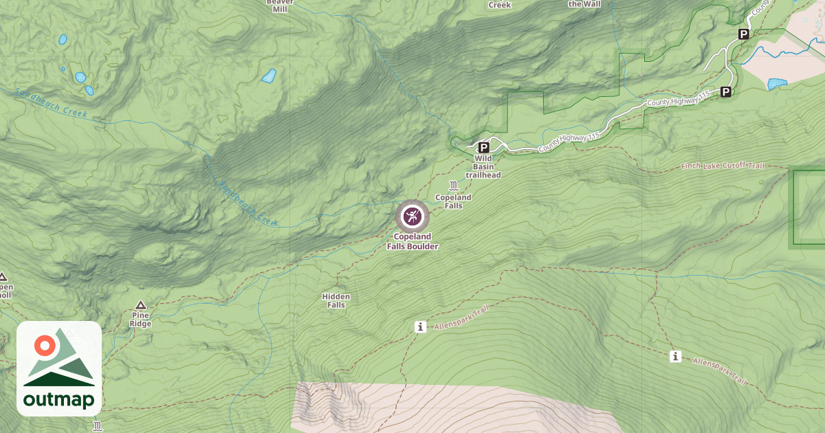 Map of Copeland Falls Boulder