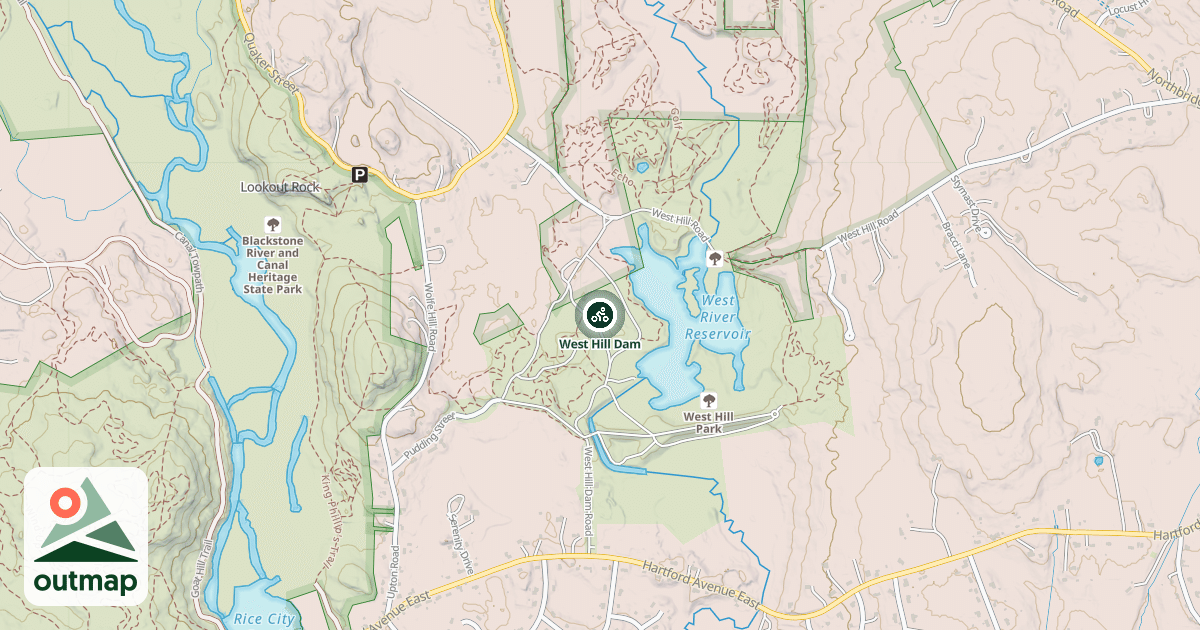 Map of West Hill Dam