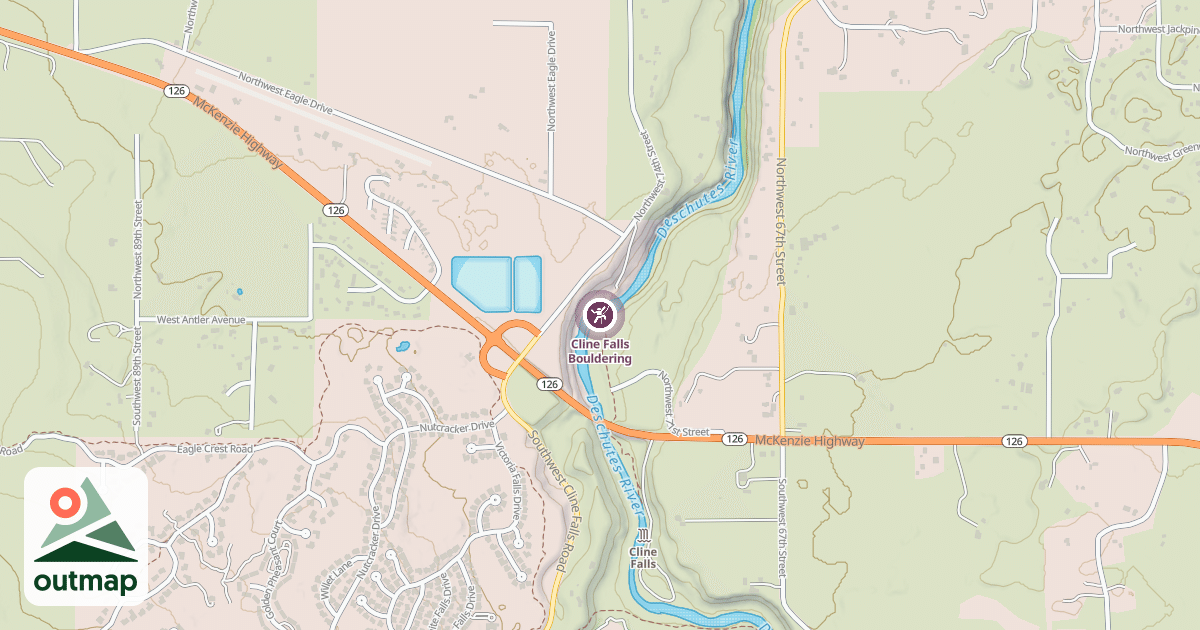 Map of Cline Falls Bouldering