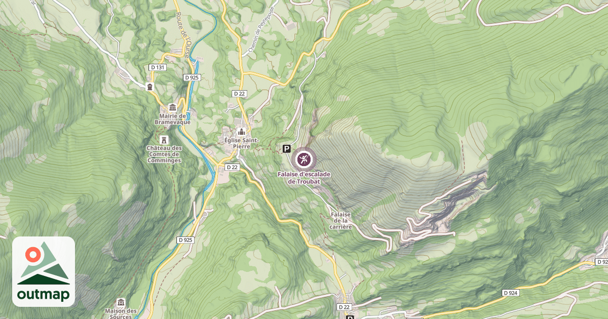 Map of Falaise d'escalade de Troubat