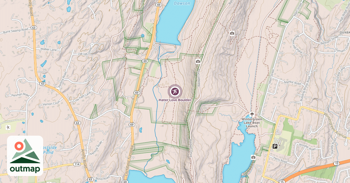 Map of Hater Love Boulder