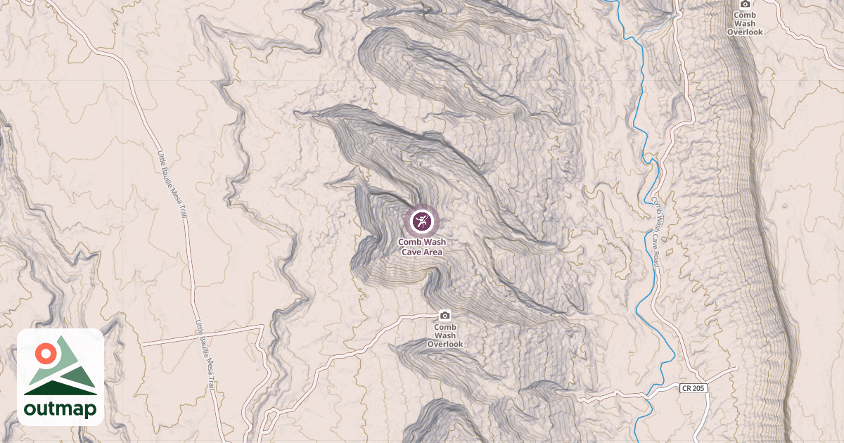 Map of Comb Wash Cave Area