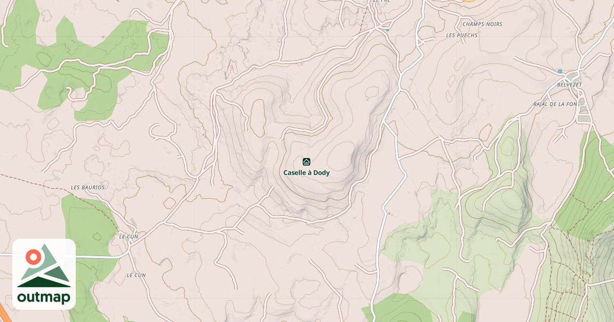 Map of Caselle à Dody