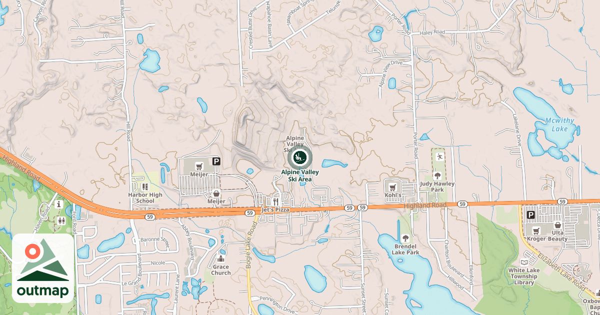 Map of Alpine Valley Ski Area