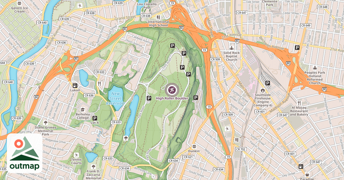 Map of High Roller Boulder