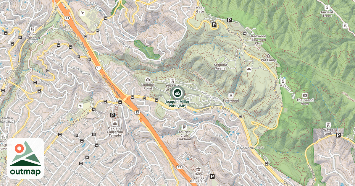 Map of Joaquin Miller Park (JMP)