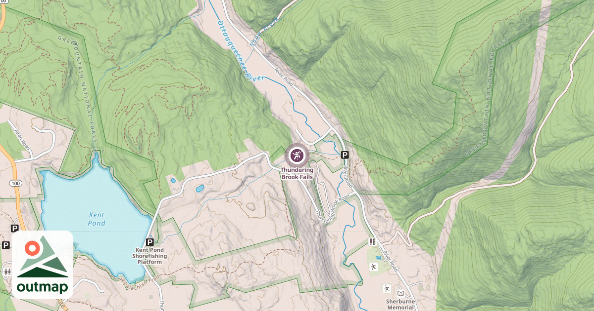Map of Thundering Brook Falls