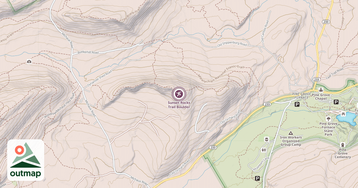 Map of Sunset Rocks Trail Boulder