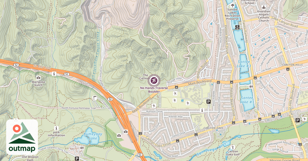Map of No Hands Traverse Boulder