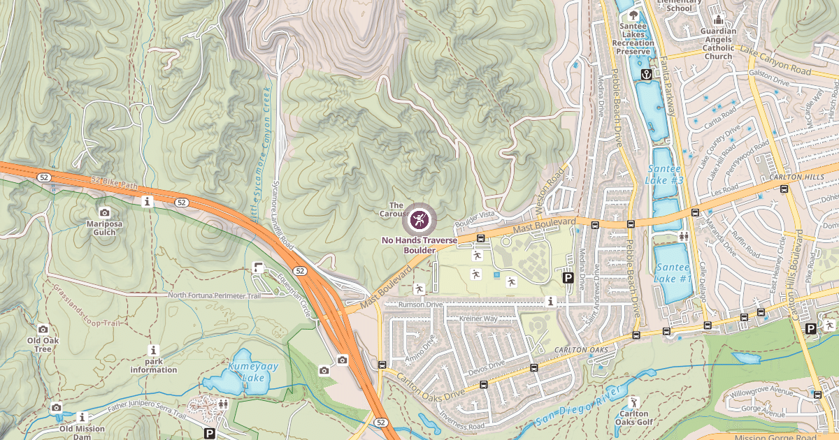 Map preview of No Hands Traverse Boulder