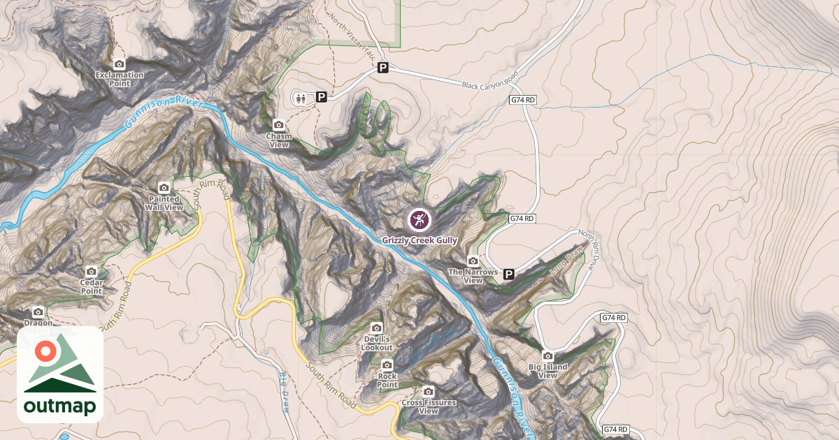 Map of Grizzly Creek Gully