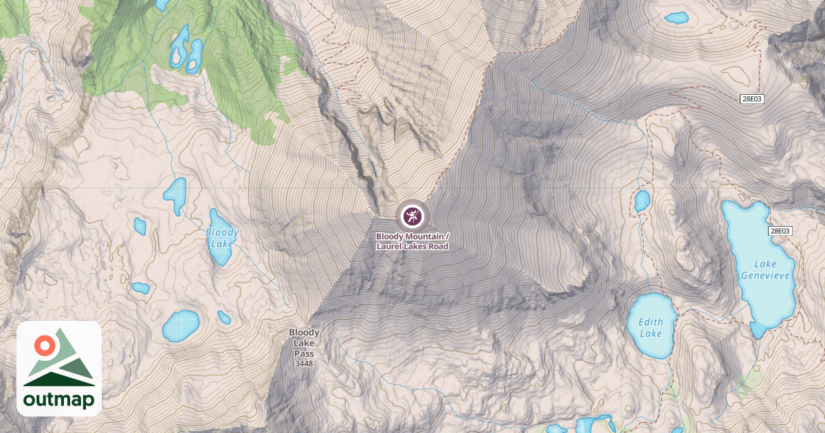Map of Bloody Mountain / Laurel Lakes Road