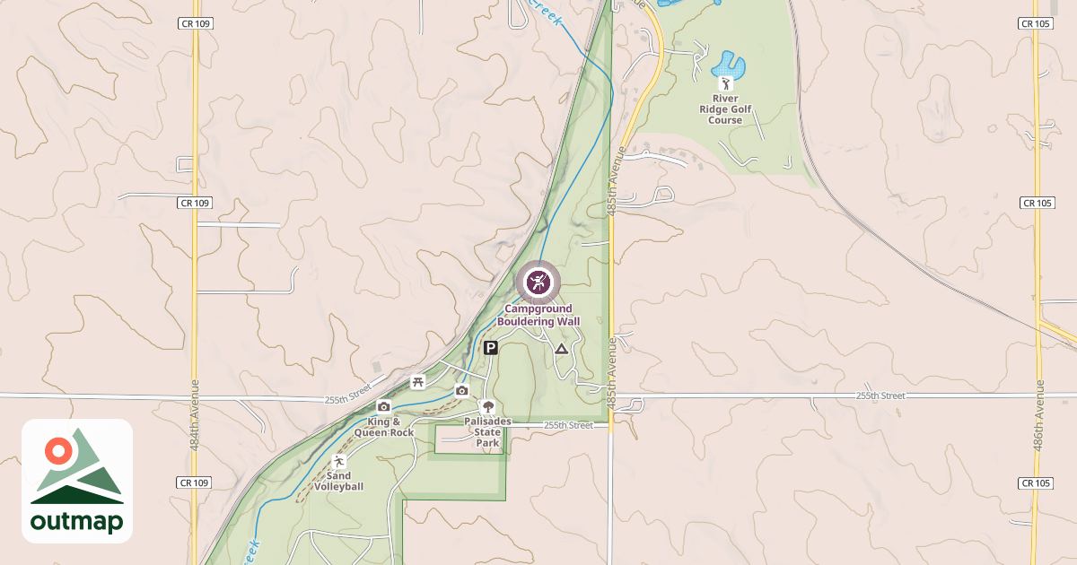 Map of Campground Bouldering Wall