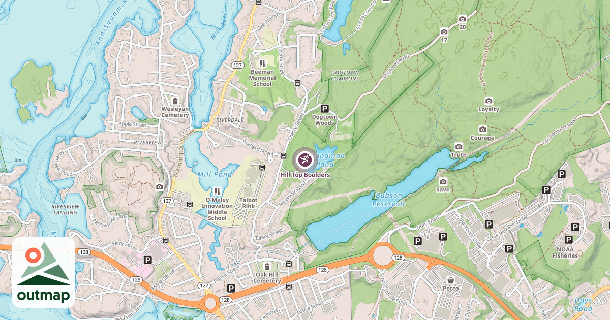 Map of Hill Top Boulders