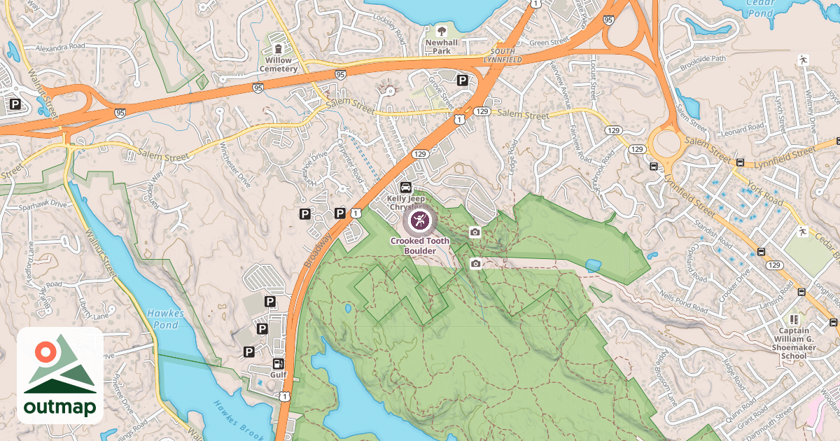Map of Crooked Tooth Boulder