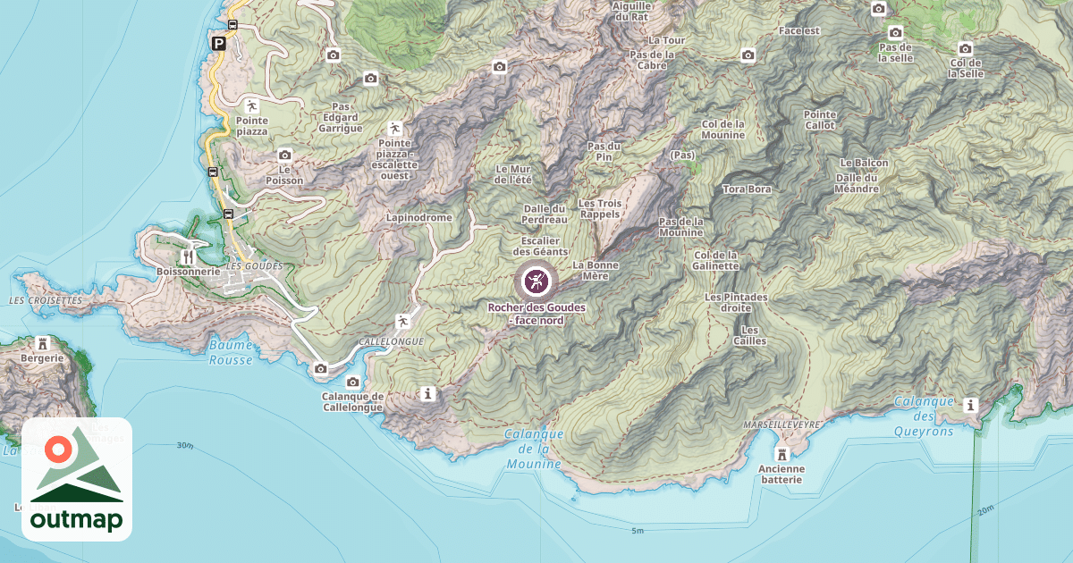 Map of Rocher des Goudes - face nord