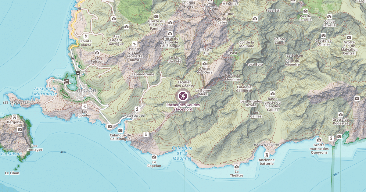 Map preview of Rocher des Goudes - face nord