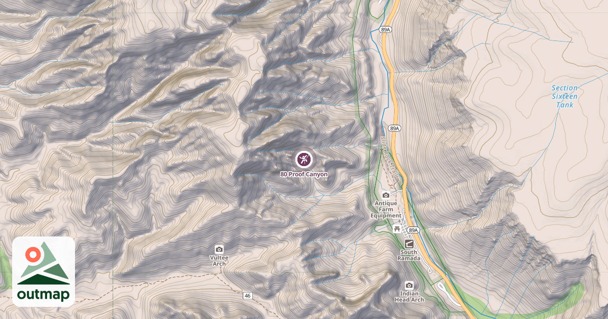 Map of 80 Proof Canyon