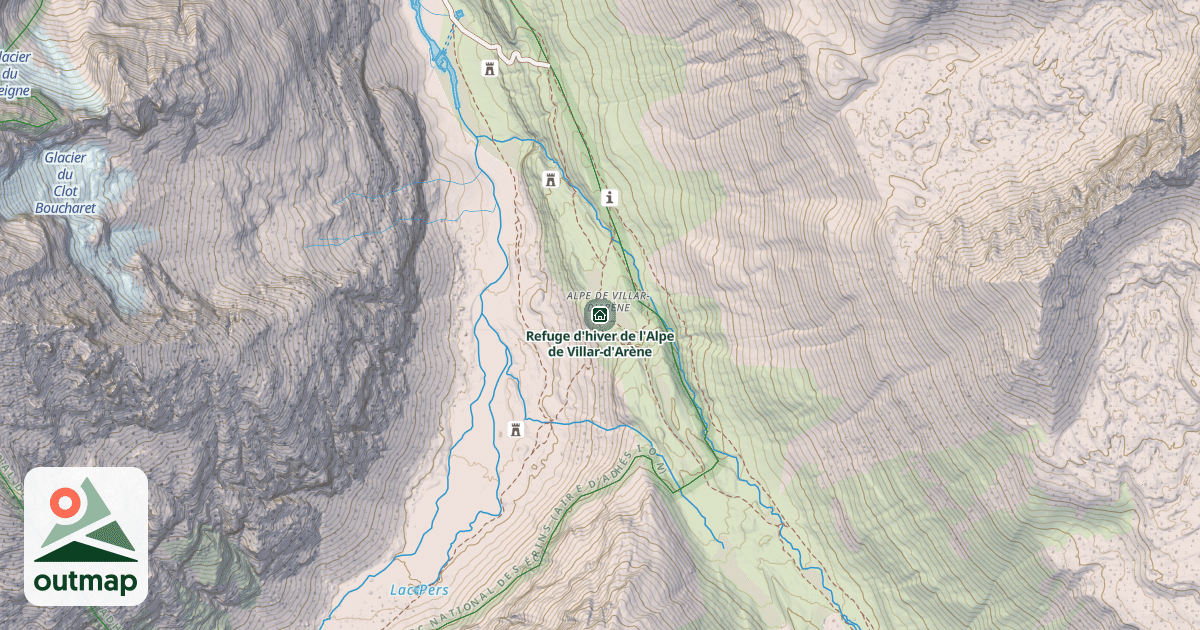 Map of Refuge d'hiver de l'Alpe de Villar-d'Arène