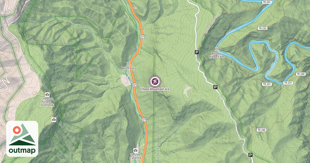 Map of Choss Mountain Ice