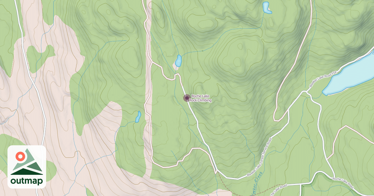 Map of Roche Lake Rock Climbing