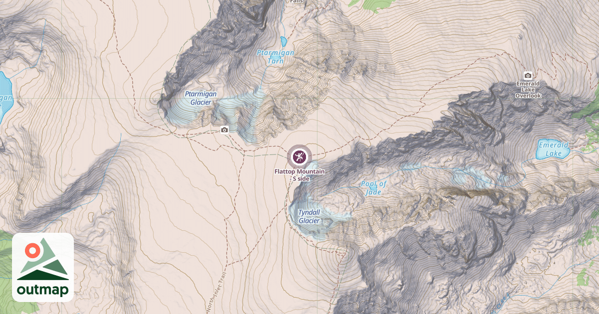 Map of Flattop Mountain - S side