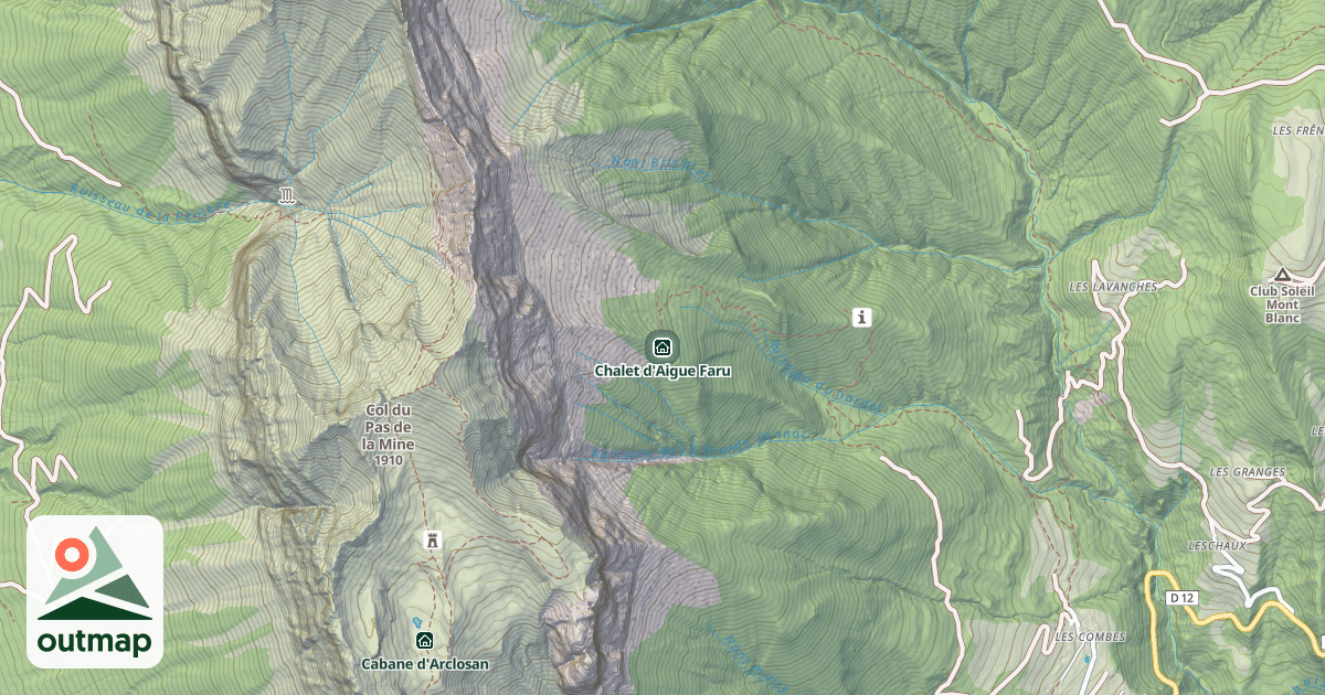 Map of Chalet d'Aigue Faru