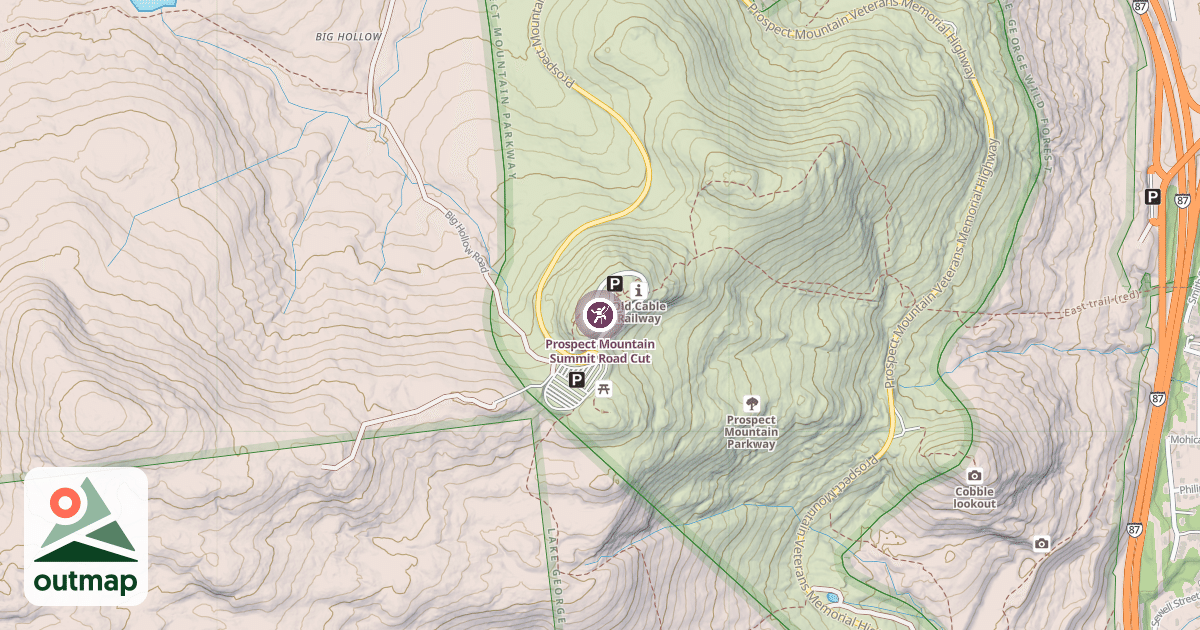 Map of Prospect Mountain Summit Road Cut