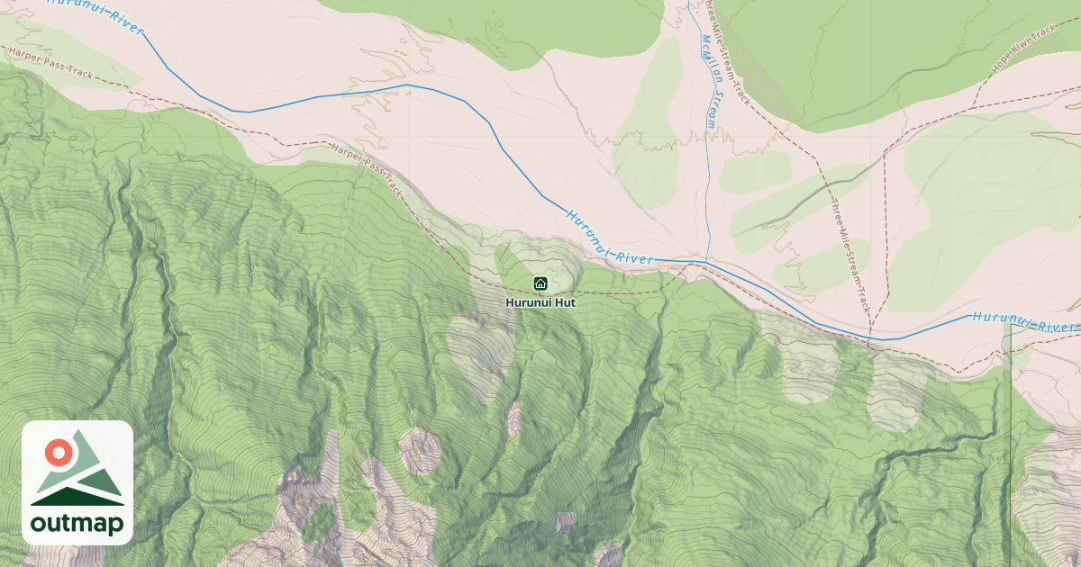Map of Hurunui Hut