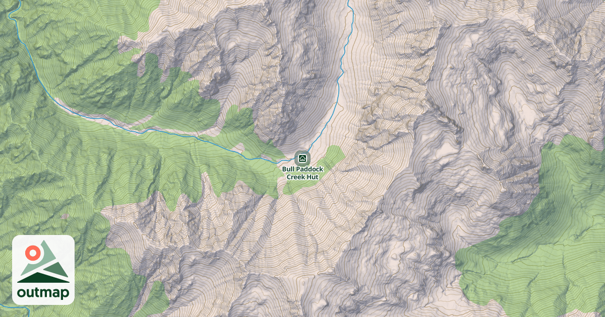 Map of Bull Paddock Creek Hut