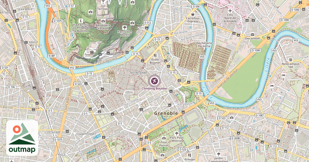Map of Climbing Boulder