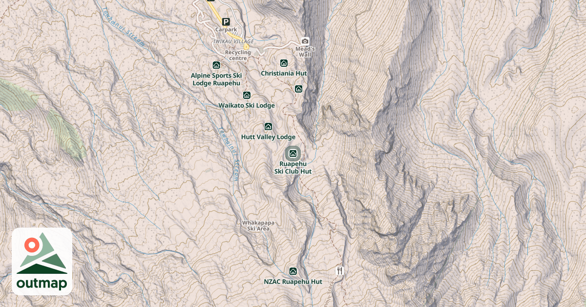 Map of Ruapehu Ski Club Hut