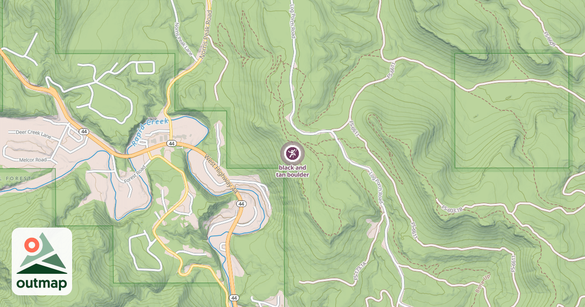 Map of black and tan boulder