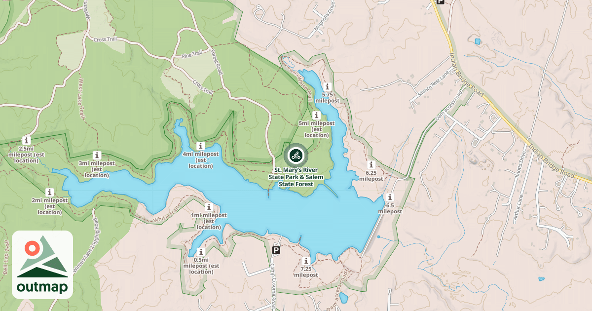 Map of St. Mary’s River State Park & Salem State Forest