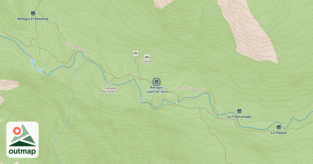 Map of Refugio Cajón de Azul