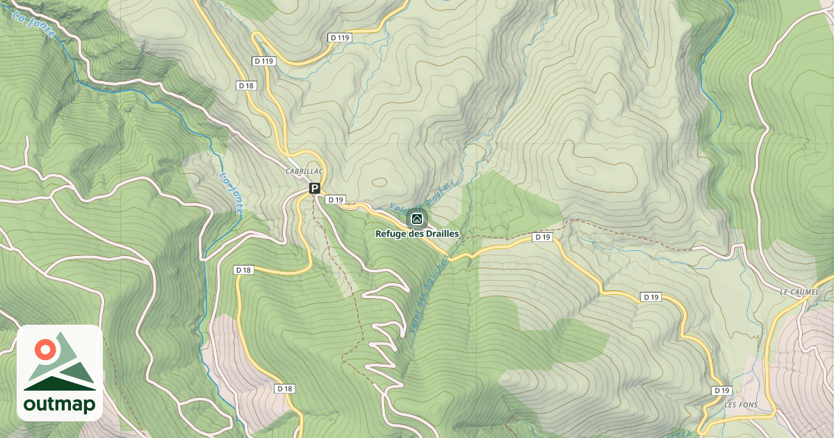 Map of Refuge des Drailles