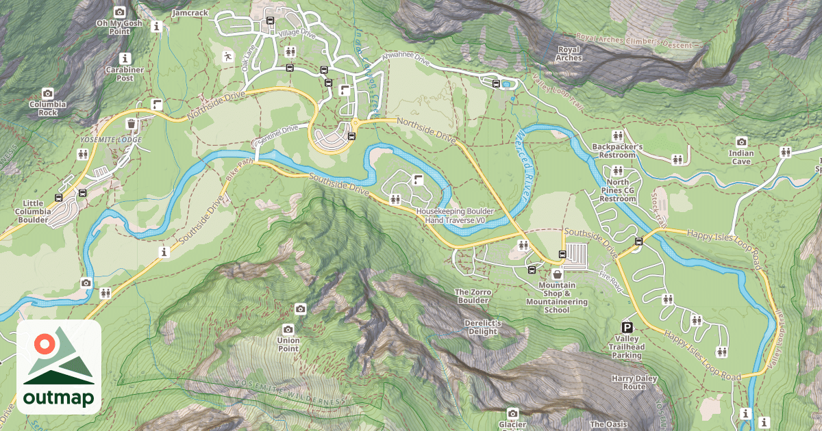 Map of Housekeeping Boulder Hand Traverse
