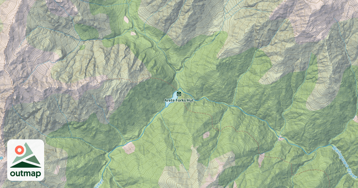 Map of Arete Forks Hut