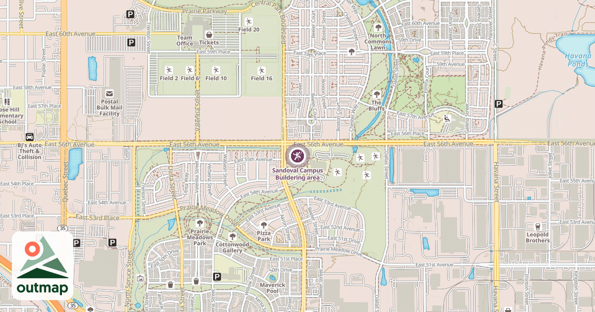 Map of Sandoval Campus Buildering area