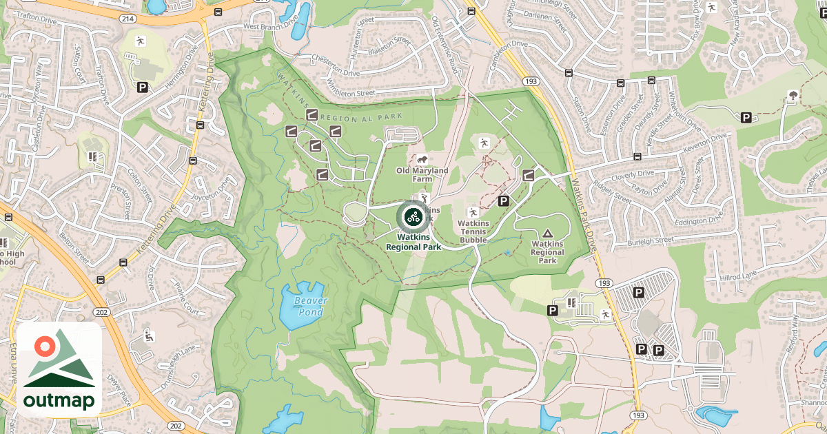 Map of Watkins Regional Park