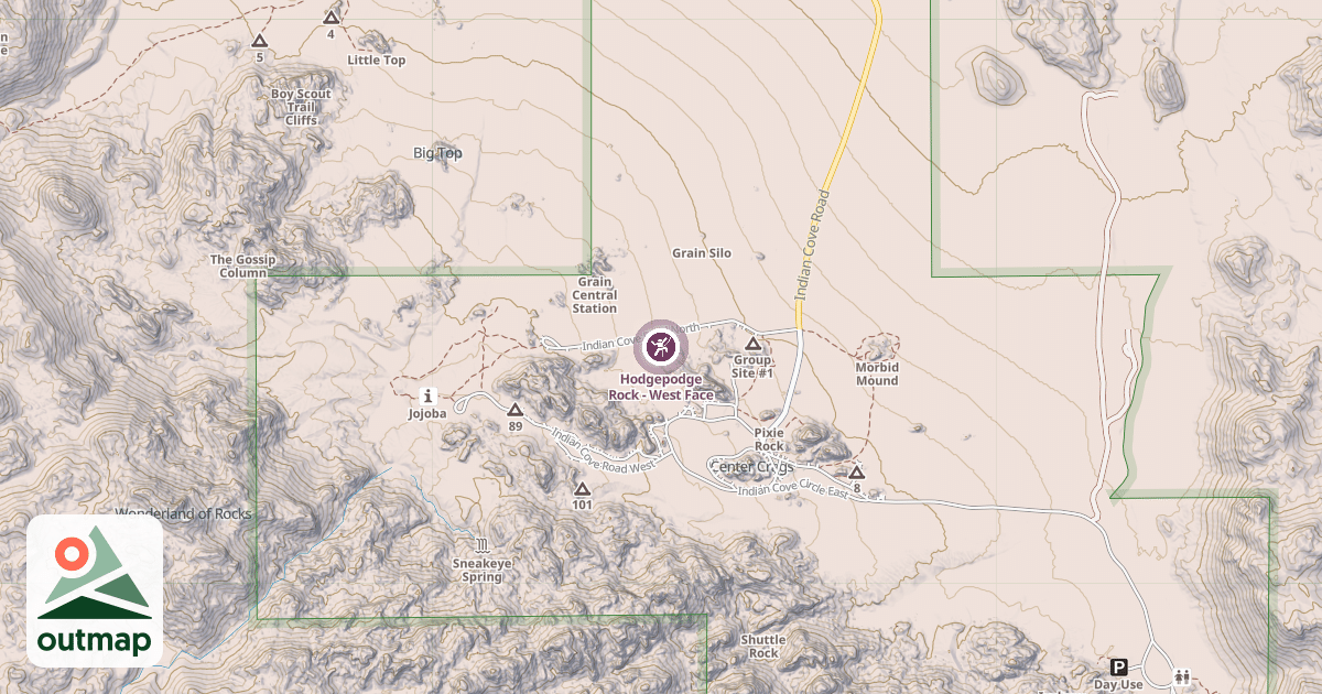 Map of Hodgepodge Rock - West Face