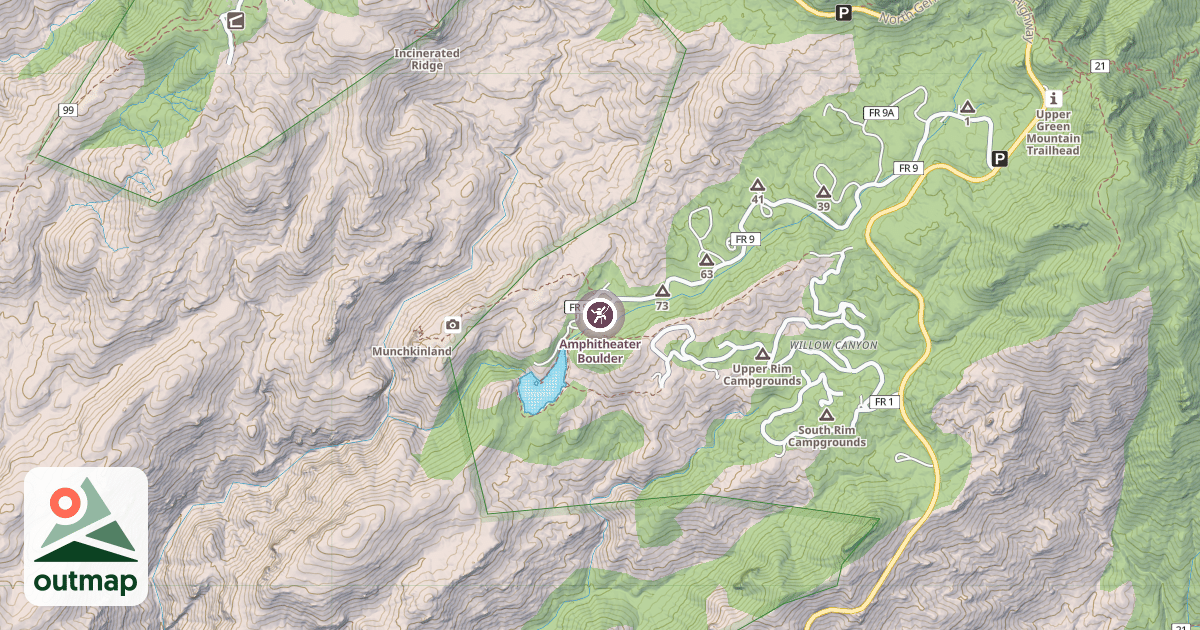 Map of Amphitheater Boulder